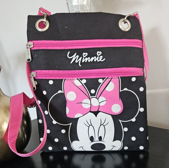 Other - Minnie Mouse Black and Pink Crossbody Bag - Adjustable Strap